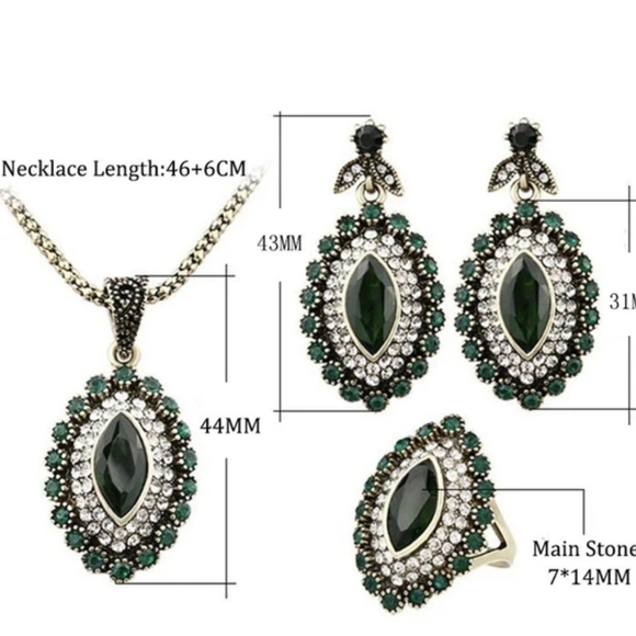 Turkish Vintage Style Jewelry Set forWomen,NEW,3Pcs,Antique,WeddingHandmadeGift - Picture 8 of 8